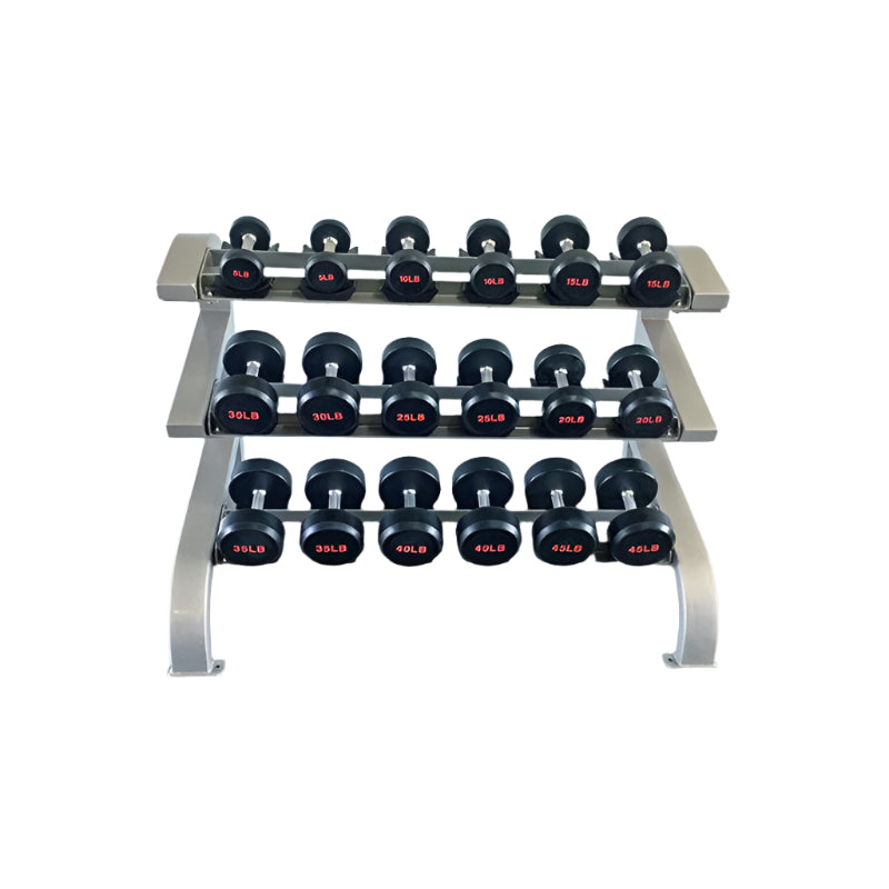 Muscle D Fitness Three Tier 9 Pairs Dumbbell Rack Pro