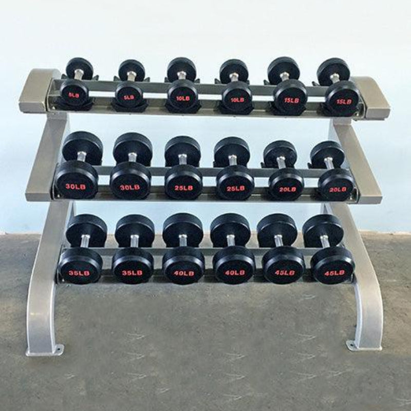 Muscle D Fitness Three Tier 9 Pairs Dumbbell Rack Pro